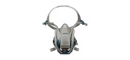 Bild zeigt eine graue 3M™ Mehrweg-Atemschutz-Halbmaske Serie 6500QL