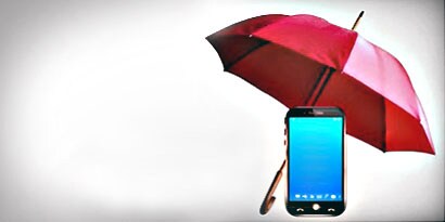 Schirm mit Handy
