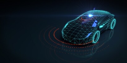 Darstellung eines Fahrzeugkonzepts mit Sensoranordnung.
