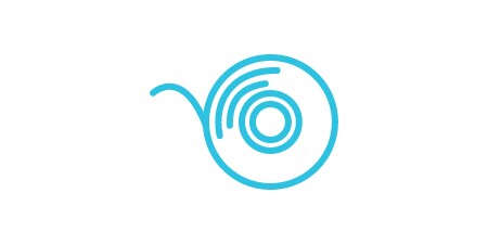 Symbol für „Dünne, zuverlässige Verklebungen“ in Form einer Klebebandrolle.
