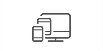 Symbol, das Computerbildschirm, Tablet und Smartphone zeigt
