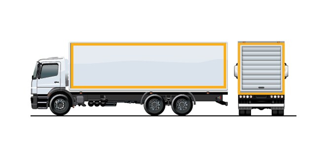 Lastwagen mit Konturmarkierungen gemäß ECE104
