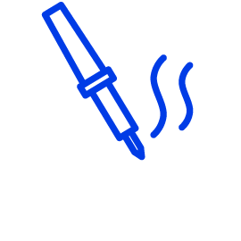 Blaues Symbol für Lötgerät