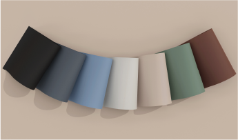 Architekturfolien mit kräftigen Farben auf neutralem Hintergrund 
