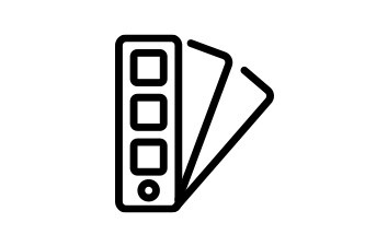 Symbol eines Fächers mit Produktmustern
