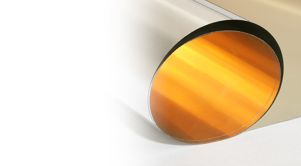 Close-up image of a roll of 3M mirror film.