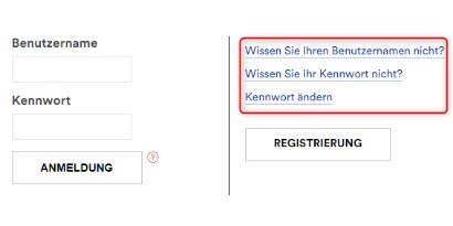 Passwort vergessen haben
