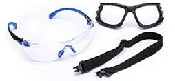 3M™ Solus™ 1000 Serie, S1101NSGAF-TSKT, blau/schwarz, transparente Scotchgard™ Antibeschlag-Beschichtung/Antikratz-Scheibe, TPE-Rahmen und Neopren-Kopfband