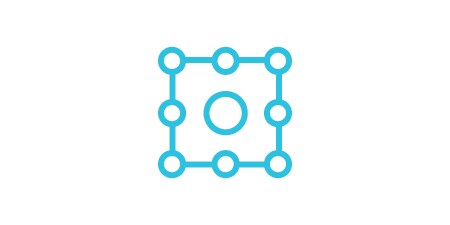 Symbol für „Schutz und Optimierung“ in Form eines Quadrats mit kreisförmigen Markierungspunkten um den Kreis herum und in der Mitte.
