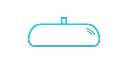 Symbol für „Spiegel neu denken“ in Form eines Rückspiegels.
