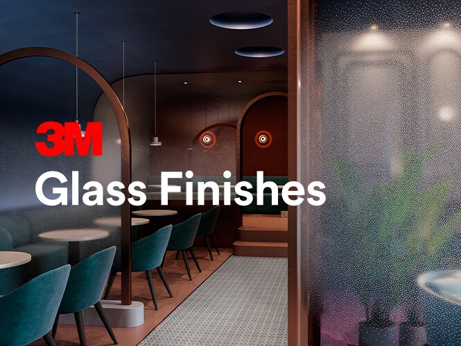 Edles Restaurant, Interieur in Juwelentönen, Glastrennwände mit 3M Glasdesignfolien.
