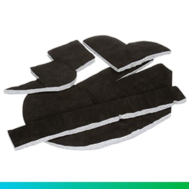Produktaufnahme der auf Maß zugeschnittenen 3M Flexile Acoustic Material FAB-Serie.