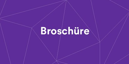 Violette Grafik mit dem Wort Broschüre
