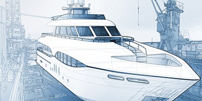 Bild, das ein Motorboot in einem Diagrammstil zeigt