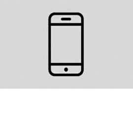 Bilder zeigt schwarzes Smartphone-Symbol auf grauem Hintergrund