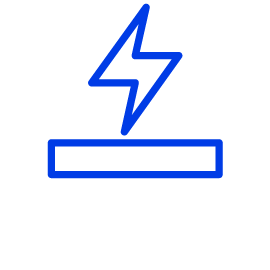Blaues Symbol für elektrisch leitfähige Schaumstoffe: Blitz über Oberfläche