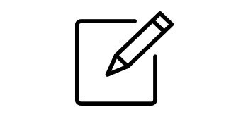 ein Symbol, das Notizen und einen Stift zeigt
