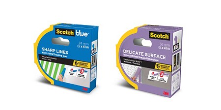 Scotch® Abdeckband in blauer und lila Verpackung
