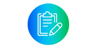 Symbol eines Blattes Papier mit Text darauf und einem Bleistift
