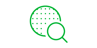 Symbol eines Wafers und eines Fernglases als Symbol für Kontrolle
