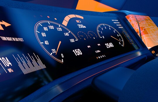Bild eines digitalen Fahrzeugdisplays
