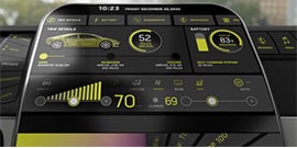Nahaufnahme eines komplexen Head-up-Displays