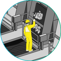 Symbol für den Feststoffabscheidungsprozess