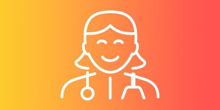 Bild eines Symbols von Medizinpersonal vor gelbem, orangefarbenem und rotem Farbverlauf
