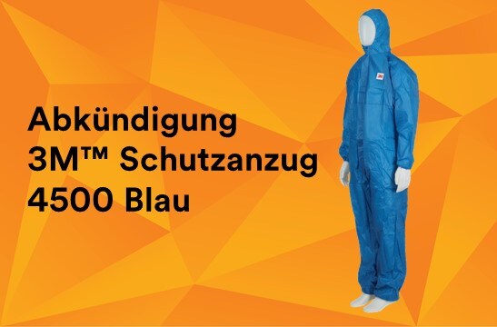 3M Schutzkleidung: Abkündigung des 3M™ Schutzanzugs 4500 Blau