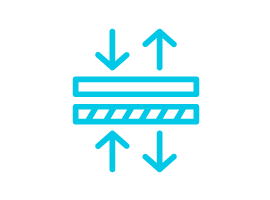 Symbol von zwei Plattformen mit Pfeilen, die von jeder Plattform weg und darauf zeigen