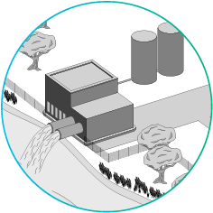 Symbol für den Desinfektions- und Einleitungsprozess