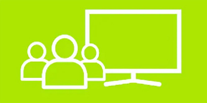 Symbol, das einen Monitor mit Menschen davor zeigt
