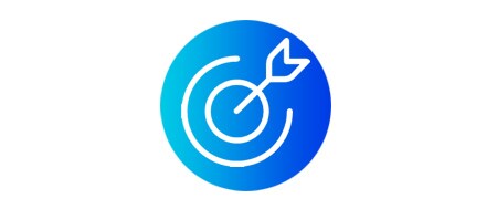 Symbol mit einem Pfeil, der ein Ziel trifft, und einem Häkchen
