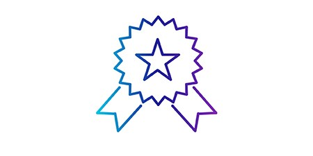 Symbol einer Medaille mit Bändern
