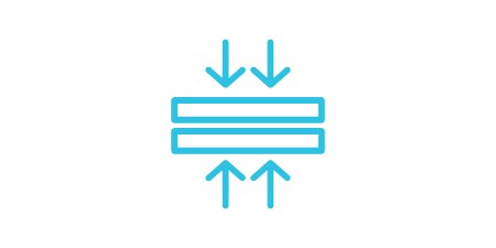Symbol für „Kleben komplexer Oberflächen“ in Form zweier Oberflächen, die zusammengedrückt werden.
