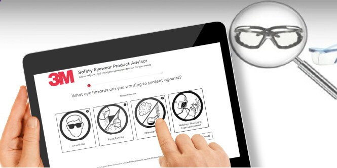 Bild mit Augenschutz und einer Lupe
