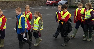 Students at Brennand’s Endowed Primary School on their “Welly Walk”