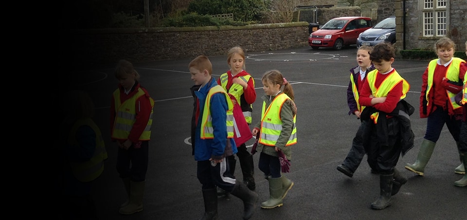 Students at Brennand’s Endowed Primary School on their “Welly Walk”