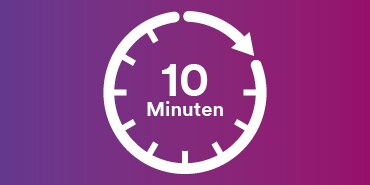Infografik mit einer Uhr, die 10 Minuten anzeigt 

