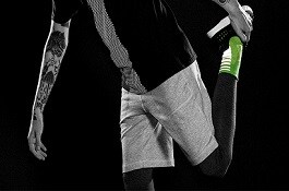 Clothing from ICNY, a company that uses reflective 3M tape to brighten all-black clothing.
