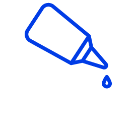 Blaues Symbol für das Aufbringen von Bonding-Klebstoff