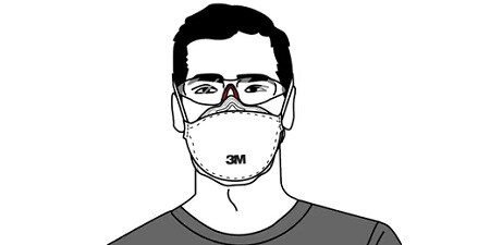 Ein Mann mit einer 3M Atemschutzmaske 
