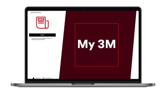 Ein Laptop, der die My 3M-App anzeigt.
