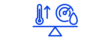 Temperaturmesser und Druckmesser, die auf einer Waage balanciert sind.
