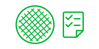 Symbol eines Wafers neben einer Checkliste, die für die Anpassbarkeit steht
