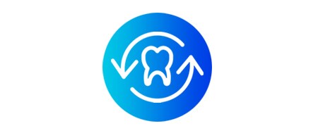 Symbol, das einen Zahn mit zwei Pfeilen um ihn herum zeigt
