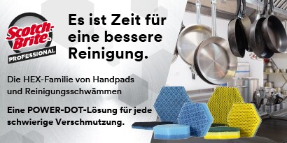 3M HEX-Serie Handpads und Reinigungsschwämme für die gewerbliche Küchenreinigung

