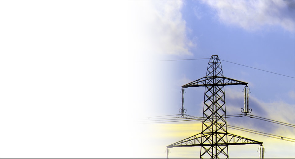 Electrical tower in a blue sky.