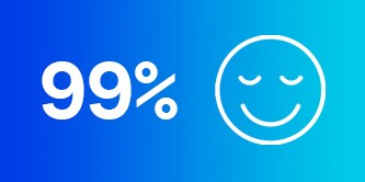 99 % mit Symbol, das ein fröhliches Gesicht zeigt
