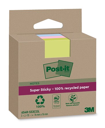 Entdecke unsere Post-it® Super Sticky Recycling Notes Farbkollektion